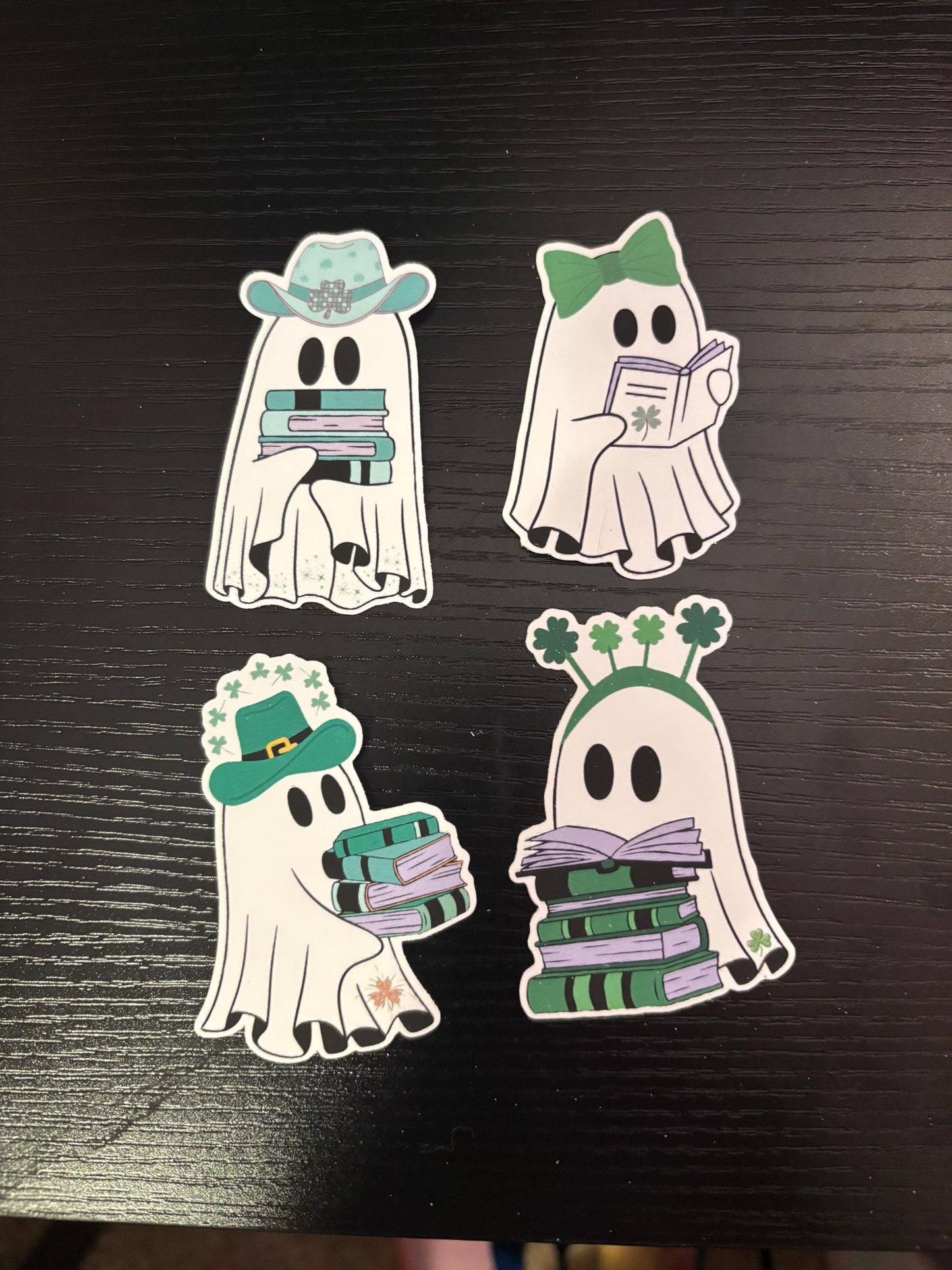 Bookish St Pattys Ghost Stickers