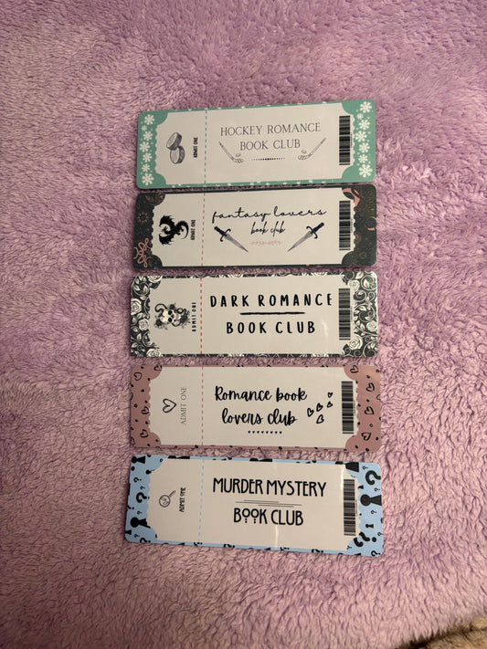 Book Club Ticket Bookmarks