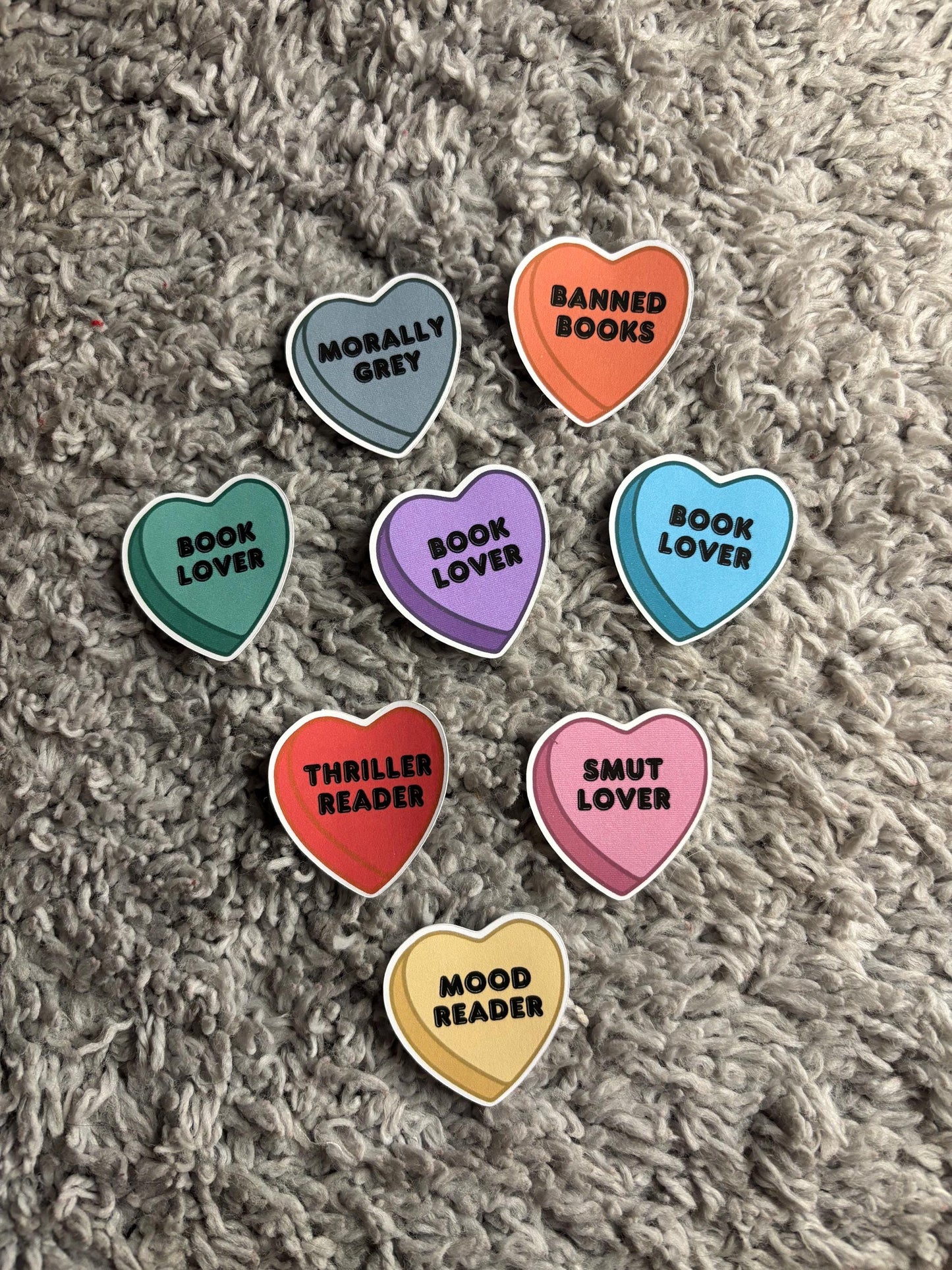 Bookish Candy Heart Stickers