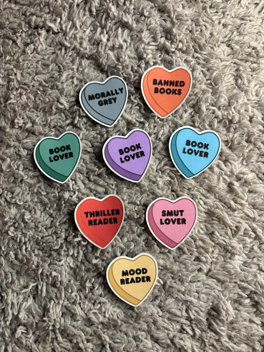 Bookish Candy Heart Stickers