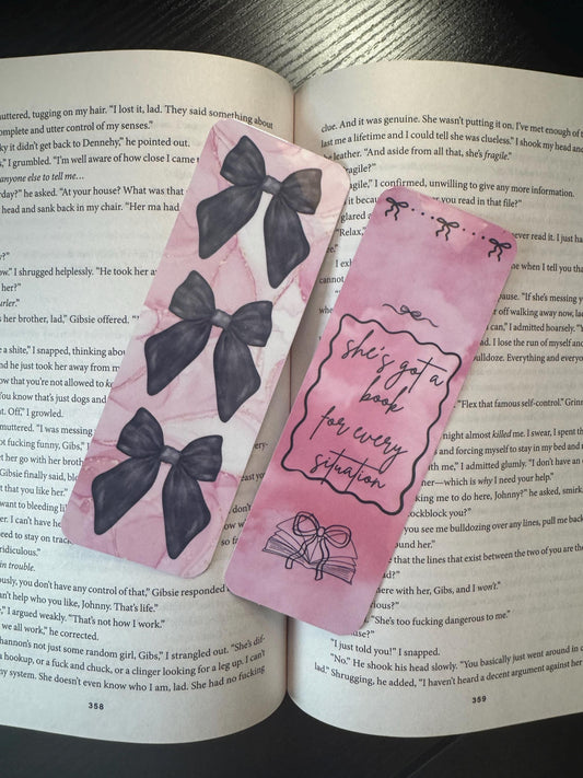 Pink & Black Bow Bookmarks